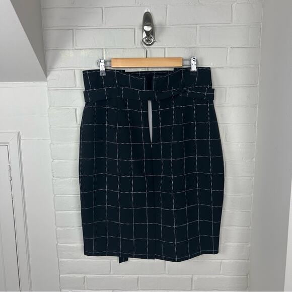 Liz Claiborne Career Black Windowpane Tie Waist Skirt Size 14 - Picture 6 of 6